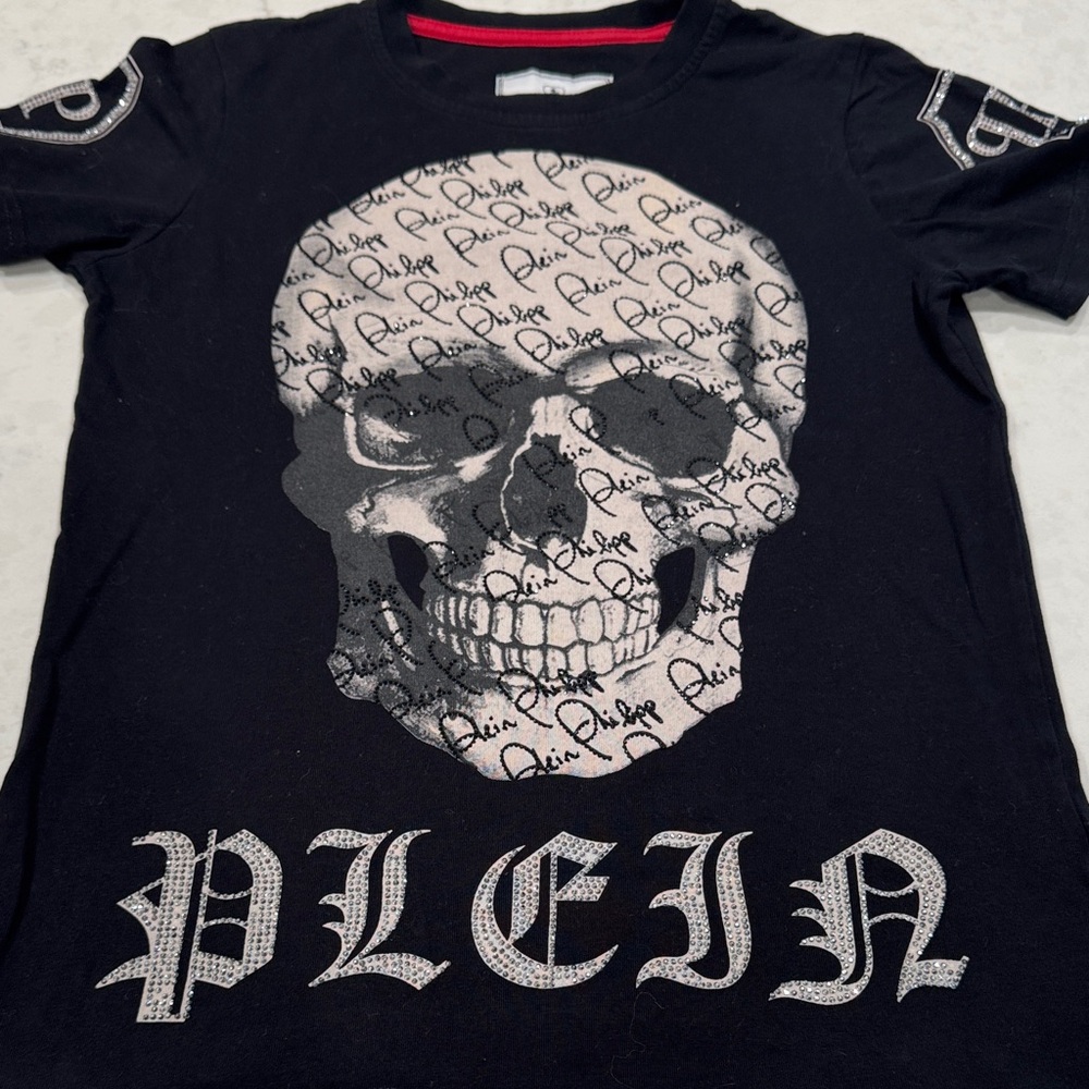 Philipp Plein Black and White Skull Kids T-Shirt